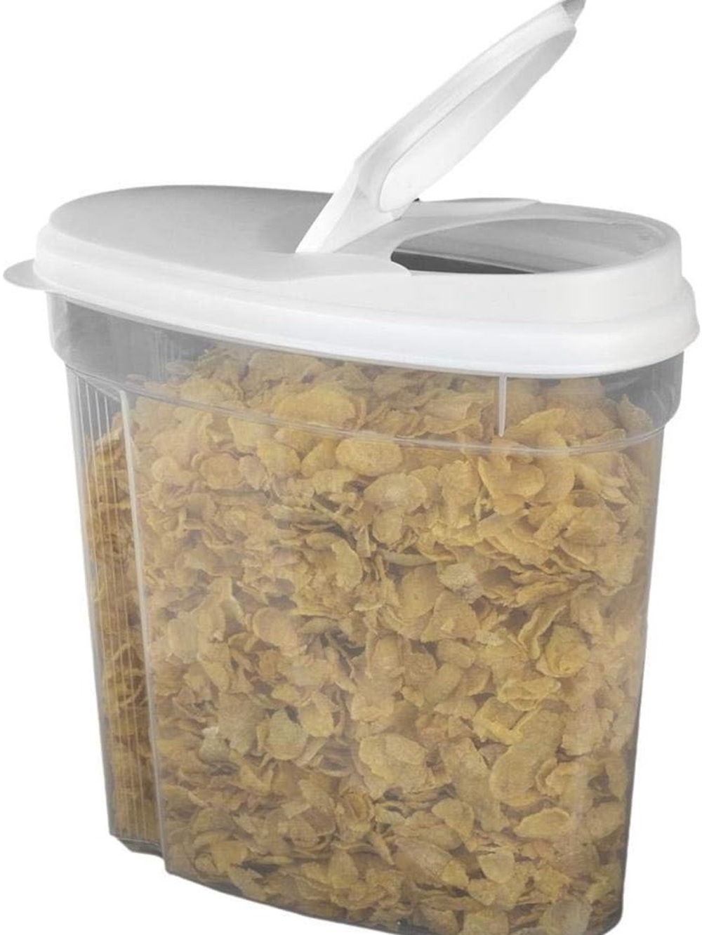 Large White Dry Food Cereal Storage Container with Flip-Top Lid